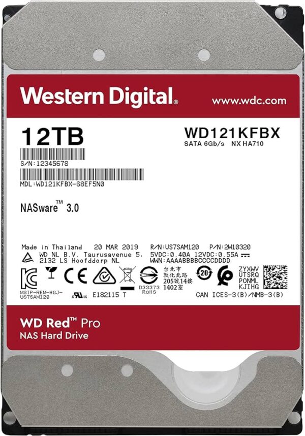 DISCO DURO INTERNO 12TB RED PRO NAS 7200RPM 256MB 3.5" SATA WESTERN DIGITAL